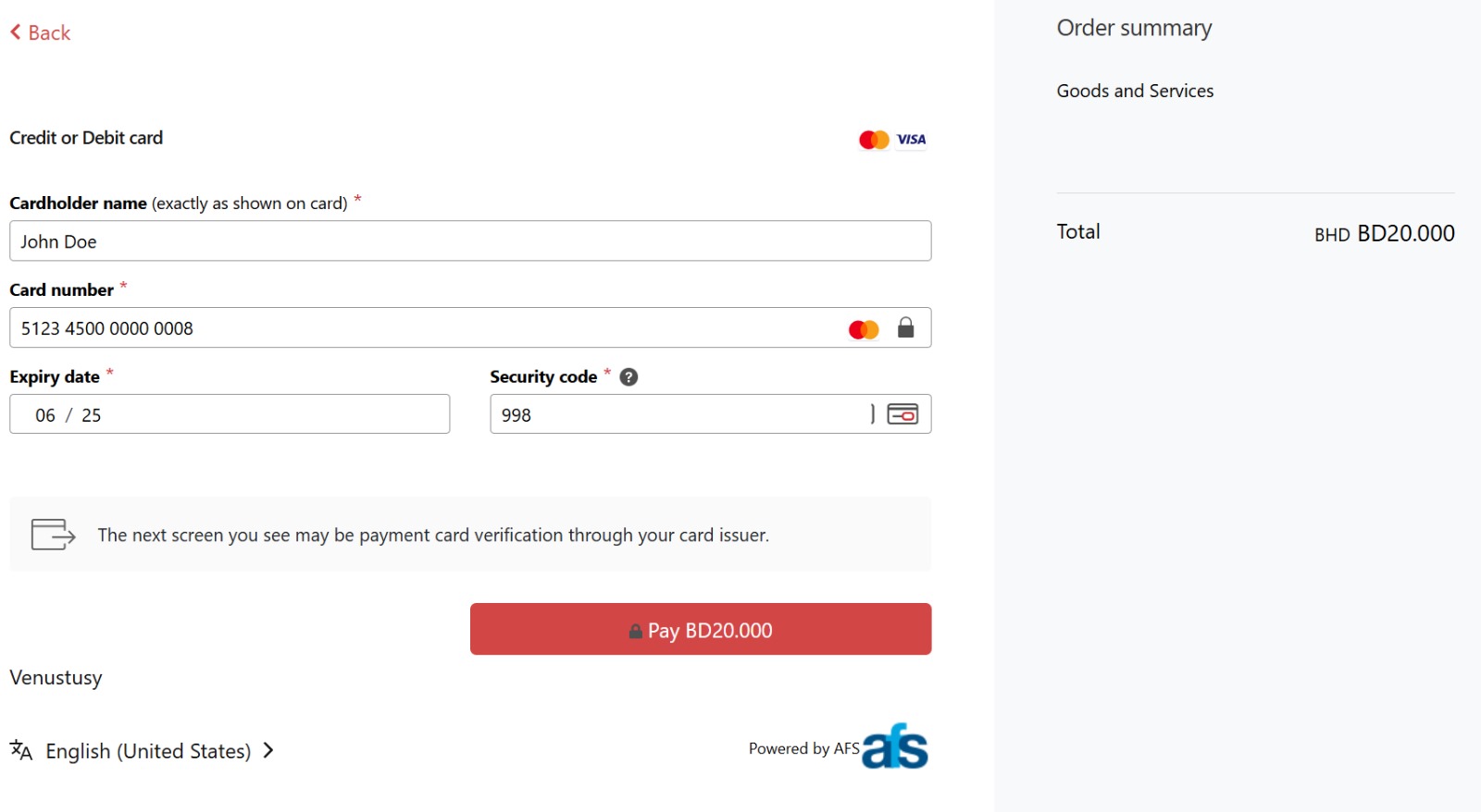 Step 5: Enter Card Info