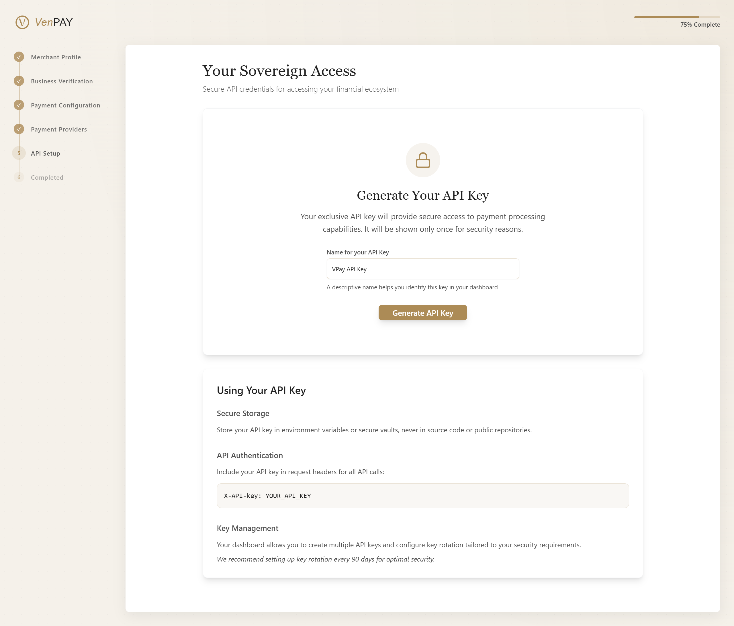 Final Review Before API Key Generation